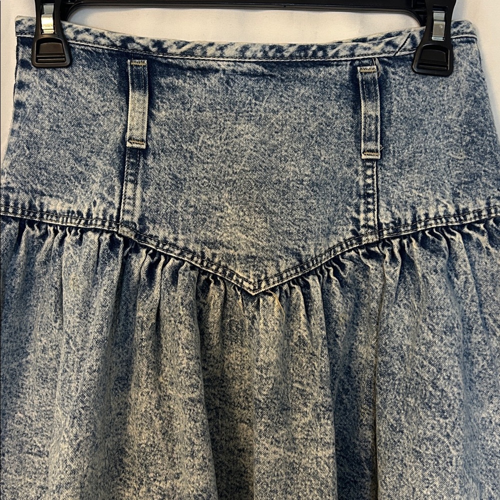 Vintage Mixed Blues Stone Washed Jean Denim Ruffle Skirt Y2K S or XS - Picture 3 of 11